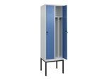 C+P Spind Classic PLUS, Gestell, 2 Abteile, 2120x600x500mm, 7035/5023 Verschluss Sicherheits-Drehriegel 4 Garderobenhaken Trennwand mittig ; C + P Möb (0800307-20F|S10005)