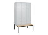 C+P Z-Spind Classic PLUS, Bank, 6 Fächer, 2120x1200x815mm, 7035/7035 Verschluss Zylinderschloss Sitzbanktyp untergebaut Material Sitzfläche Buche-Hart (0800537-326|S10024)