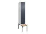 C+P Z-Spind Classic PLUS, Bank, 2 Fächer, 2120x400x815mm, 7035/7016 Verschluss Zylinderschloss Sitzbanktyp untergebaut Material Sitzfläche Buche-Harth (0800537-122|S10023)
