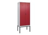 C+P Schwarz-Weiß-Spind Classic PLUS, Gestell, 2 Abteile, 2120x800x500mm, 7035/30 Front RAL 3003 Rubinrot Verschluss Sicherheits-Drehriegel ; C + P Möb (0800327-22|S10001)