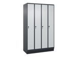 C+P Spind Classic PLUS, Sockel, 4 Abteile, 1950x1200x500mm, 7016/7035 Verschluss Sicherheits-Drehriegel 3 Garderobenhaken ; C + P Möbelsysteme (080020-40|S10013)