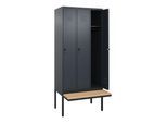 C+P Spind Classic PLUS, Bank, 3 Abteile, 2120x900x815mm, 7016/7016 Verschluss Sicherheits-Drehriegel 3 Garderobenhaken Sitzbanktyp auskragend ; C + (0800407-30|S10012)