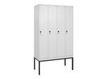 C+P Spind Classic PLUS, Gestell, 4 Abteile, 2120x1200x500mm, 9016/9016 Verschluss Sicherheits-Drehriegel 4 Garderobenhaken Trennwand mittig ; C + P Mö (0800307-40F|S10014)
