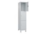 C+P Schließfachschrank Classic PLUS, Füße, 1 Abteil, 1950x400x500mm, 7035/7035 Innenhöhe Gefach oben (oberes 599 mm Front RAL 7035 Lichtgrau ; C + P M (080010-123|S10009)