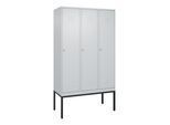 C+P Spind Classic PLUS, Gestell, 3 Abteile, 2120x1200x500mm, 7035/7035 Verschluss Zylinderschloss 4 Garderobenhaken ; C + P Möbelsysteme (0800307-32|S10024)