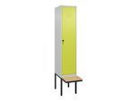 C+P Spind Classic PLUS, Bank, 1 Abteil, 2120x400x815mm, 7035/0024 Verschluss Sicherheits-Drehriegel 4 Garderobenhaken Sitzbanktyp auskragend ; C + P (0800407-12|S10010)