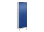 C+P Schließfachschrank Classic PLUS, Füße, 2 Abteile, 1950x600x500mm, 7035/5010 Innenhöhe Gefach oben (oberes 599 mm Front RAL 5010 Enzianblau ; C + P (080010-203|S10003)