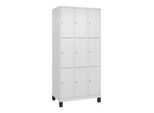 C+P Schließfachschrank Classic PLUS, Füße, 3 Abteile, 1950x900x500mm, 9016/9016 Innenhöhe Gefach oben (oberes 599 mm Front RAL 9016 Verkehrsweiß ; C + (080010-303|S10017)