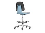 bimos Arbeitsstuhl Labsit mit Rollen Sitzhöhe 560-810 mm Stoff Sitzschale blau (9125-5800-3277-525)