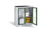 C+P Werkzeug-Beistellschrank mit Sichtfenster-Drehtüren, 1 Boden, H1000xB930xT500mm Front Resedagrün Korpus Lichtgrau ; C + P Möbelsysteme (8821-055|S10194)