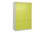 C+P Schließfachschrank Classic PLUS, 3 Abteile, 1850x1200x500mm, 7035/0024 Innenhöhe Gefach oben (oberes 599 mm Front 1108060 RDS Viridingrün ; C + P (080000-323|S10009)