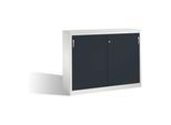 C+P Akten-Sideboard Acurado mit Schiebetüren, 2 x 3 Ordnerhöhen, H1200xB1600xT500mm Front Schwarzgrau Korpus Lichtgrau ; C + P Möbelsysteme (2157-1200|S10158)