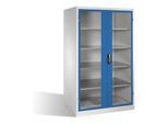 C+P Werkzeugschrank XXL mit Sichtfenster-Drehtüren, 4 Böden, H1950xB1200xT800mm Front Enzianblau Korpus Lichtgrau ; C + P Möbelsysteme (8934-055|S10119)