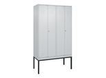 C+P Schwarz-Weiß-Spind Classic PLUS, Gestell, 4 Abteile, 2120x1200x500mm, 7035/7 Front RAL 7035 Lichtgrau Verschluss Zylinderschloss ; C + P Möbelsyst (0800327-40|S10024)