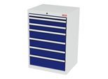 STIER Schubladenschrank mit 7 Schubladen BxTxH 700x575x1020 mm lichtgrau/enzianblau (905067)