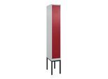 C+P Spind Classic PLUS, Gestell, 1 Abteil, 2120x300x500mm, 7035/3003 Verschluss Zylinderschloss 4 Garderobenhaken Trennwand mittig ; C + P Möbelsystem (0800307-10F|S10016)