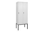 C+P Spind Classic PLUS, Gestell, 2 Abteile, 2120x800x500mm, 9016/9016 Verschluss Sicherheits-Drehriegel 4 Garderobenhaken ; C + P Möbelsysteme (0800307-22|S10014)