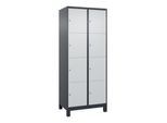 C+P Schließfachschrank Classic PLUS, Füße, 2 Abteile, 1950x800x500mm, 7016/7035 Innenhöhe Gefach oben (oberes 453 mm Front RAL 7035 Lichtgrau ; C + P (080010-224|S10016)