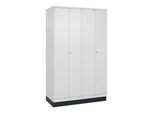 C+P Schwarz-Weiß-Spind Classic PLUS, Sockel, 4 Abteile, 1950x1200x500mm, 9016/90 Front RAL 9016 Verkehrsweiß Verschluss Zylinderschloss ; C + P Möbels (080022-40|S10029)