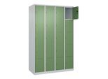 C+P Schließfachschrank Classic PLUS, 4 Abteile, 1850x1200x500mm, 7035/6011 Innenhöhe Gefach oben (oberes 365 mm Front RAL 6011 Resedagrün ; C + P Möbe (080000-405|S10006)