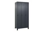 C+P Spind Classic PLUS, Füße, 3 Abteile, 1950x900x500mm, 7016/7016 Verschluss Sicherheits-Drehriegel 4 Garderobenhaken Trennwand mittig ; C + P Möbels (080010-30F|S10012)