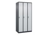 C+P Spind Classic PLUS, 3 Abteile, 1850x900x500mm, 7016/7035 Verschluss Sicherheits-Drehriegel 4 Garderobenhaken Trennwand mittig ; C + P Möbelsysteme (080000-30F|S10025)