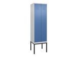 C+P Schwarz-Weiß-Spind Classic PLUS, Gestell, 2 Abteile, 2120x600x500mm, 7035/50 Front RAL 5023 Fernblau Verschluss Zylinderschloss ; C + P Möbelsyste (0800327-20|S10020)