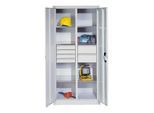 C+P Werkzeugschrank mit Drehtüren, 6 Böden, 6 Schübe, H1950xB930xT500mm Front Lichtgrau Korpus Lichtgrau ; C + P Möbelsysteme (8921-3041|S10151)