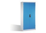 C+P Schwerlastschrank mit Drehtüren, 4 Böden und 3 Schübe, H1950xB930xT500mm Front Lichtblau Korpus Lichtgrau ; C + P Möbelsysteme (8921-523|S10074)
