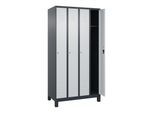 C+P Spind Classic PLUS, Füße, 4 Abteile, 1950x1000x500mm, 7016/7035 Verschluss Zylinderschloss 3 Garderobenhaken ; C + P Möbelsysteme (080010-49|S10034)