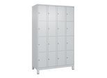 C+P Schließfachschrank Classic PLUS, Füße, 4 Abteile, 1950x1200x500mm, 7035/7035 Innenhöhe Gefach oben (oberes 453 mm Front RAL 7035 Lichtgrau ; C + P (080010-404|S10009)