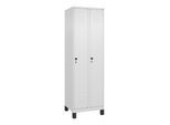 C+P Spind Classic PLUS, Füße, 2 Abteile, 1950x600x500mm, 9016/9016 Verschluss Sicherheits-Drehriegel 3 Garderobenhaken ; C + P Möbelsysteme (080010-20|S10013)