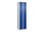C+P Spind Classic PLUS, 2 Abteile, 1850x500x500mm, 7035/5010 Verschluss Zylinderschloss 3 Garderobenhaken ; C + P Möbelsysteme (080000-29|S10030)
