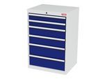 STIER Schubladenschrank mit 6 Schubladen BxTxH 700x575x1020 mm lichtgrau/enzianblau (905065)