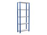 Schulte Grundregal Steckregal MULTIplus150 2000 x 750 x 300 mm 5 Fachböden Kreuzstrebe RAL 5010 enzianblau/verzinkt/verzinkt ; Schulte Lagertechnik (12730-75-B)