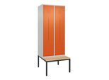 C+P Z-Spind Classic PLUS, Bank, 4 Fächer, 2120x800x815mm, 7035/2004 Verschluss Zylinderschloss Sitzbanktyp untergebaut Material Sitzfläche Buche-Harth (0800537-224|S10061)