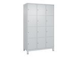 C+P Schließfachschrank Classic PLUS, Füße, 3 Abteile, 1950x1200x500mm, 7035/7035 Innenhöhe Gefach oben (oberes 453 mm Front RAL 7035 Lichtgrau ; C + P (080010-324|S10009)
