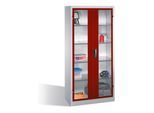 C+P Werkzeugschrank mit Sichtfenster-Drehtüren, innen 4 Böden, H1950xB930xT500mm Front Rubinrot Korpus Lichtgrau ; C + P Möbelsysteme (8921-055|S10319)
