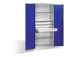 C+P Werkzeugschrank mit Drehtüren, 3 Böden und 3 Schübe, H1950xB930xT500mm Front Enzianblau Korpus Lichtgrau ; C + P Möbelsysteme (8921-5030|S10148)