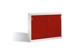 C+P Akten-Sideboard Acurado mit Schiebetüren, 2 x 3 Ordnerhöhen, H1200xB1600xT400mm Front Rubinrot Korpus Lichtgrau ; C + P Möbelsysteme (2147-1200|S10074)