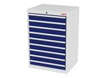 STIER Schubladenschrank mit 9 Schubladen BxTxH 700x575x1020 mm lichtgrau/enzianblau (905066)