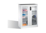 C+P Werkzeug-Beistellschrank mit Sichtfenster-Drehtüren, 2 Böden, H1200xB930xT500mm Front Lichtgrau Korpus Lichtgrau ; C + P Möbelsysteme (8521-055|S10158)