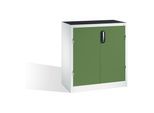 C+P Werkzeug-Beistellschrank mit Drehtüren, 2 Böden und 3 Schübe, H1000xB930xT500mm Front Resedagrün Korpus Lichtgrau ; C + P Möbelsysteme (8821-5035|S10080)