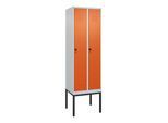 C+P Spind Classic PLUS, Gestell, 2 Abteile, 2120x600x500mm, 7035/2004 Verschluss Sicherheits-Drehriegel 4 Garderobenhaken Trennwand mittig ; C + P Möb (0800307-20F|S10030)