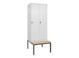 C+P Spind Classic PLUS, Bank, 2 Abteile, 2120x800x815mm, 9016/9016 Verschluss Sicherheits-Drehriegel 4 Garderobenhaken Sitzbanktyp untergebaut ; C + (0800507-22|S10014)