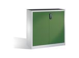 C+P Werkzeug-Beistellschrank mit Drehtüren, innen 2 Böden, H1200xB1200xT500mm Front Resedagrün Korpus Lichtgrau ; C + P Möbelsysteme (8531-000|S10149)