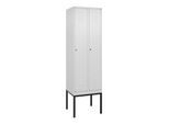 C+P Spind Classic PLUS, Gestell, 2 Abteile, 2120x600x500mm, 9016/9016 Verschluss Zylinderschloss 4 Garderobenhaken Trennwand mittig ; C + P Möbelsyste (0800307-20F|S10029)