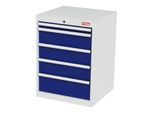 STIER Schubladenschrank mit 5 Schubladen BxTxH 600x575x820 mm lichtgrau/enzianblau (905043)