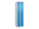 C+P Spind Classic PLUS, 2 Abteile, 1850x500x500mm, 7035/5012 Verschluss Sicherheits-Drehriegel 3 Garderobenhaken ; C + P Möbelsysteme (080000-29|S10004)