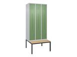 C+P Z-Spind Classic PLUS, Bank, 6 Fächer, 2120x900x815mm, 7035/6011 Verschluss Zylinderschloss Sitzbanktyp untergebaut Material Sitzfläche Buche-Harth (0800537-306|S10021)